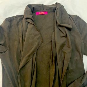 Olive faux leather cardigan